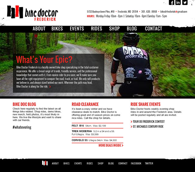 Bike Doctor website homepage design
