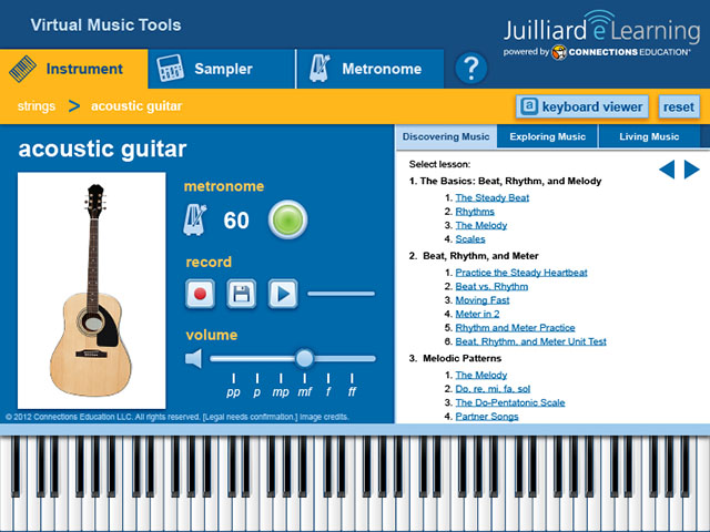 Virtual Music Tools guitar instrument screen
