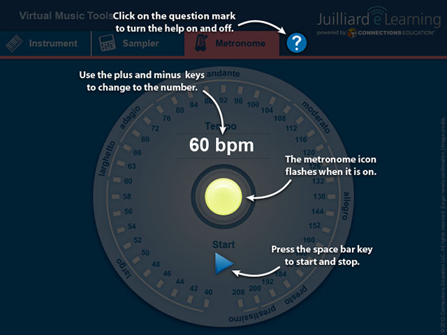 Virtual Music Tools instructional overlay for metronome